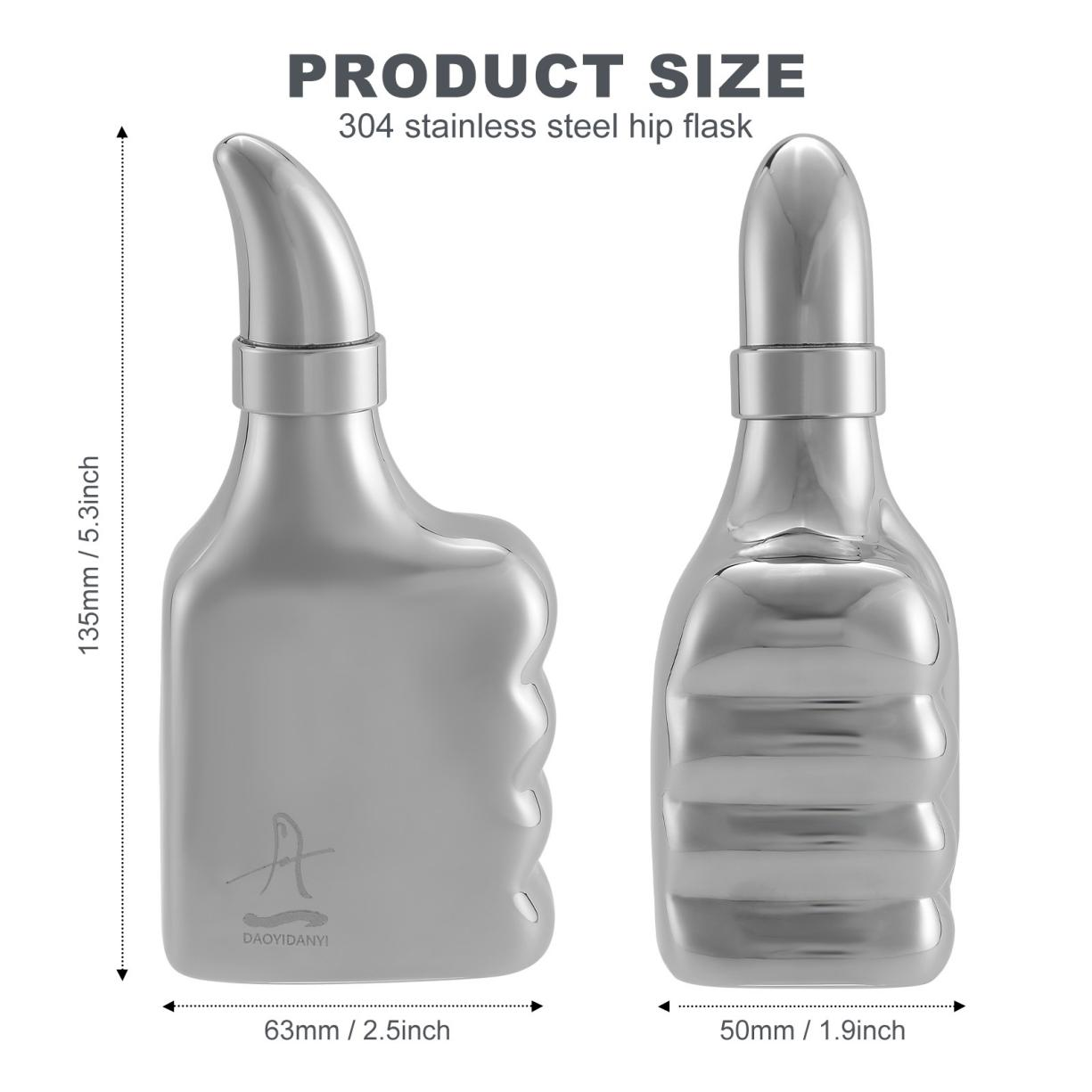 DAOYIDANYI Hip Flask 6oz with Thumbs-ups Patent Design,Personalized Gift for Father,Stainless Steel Liquor Flasks for Whiskey, Drinking Flasks for Men for Party,Camping and Wedding